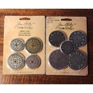 Tim Holtz Idea-ology Timepieces Clock Faces and Compasd Embellishments Crafting